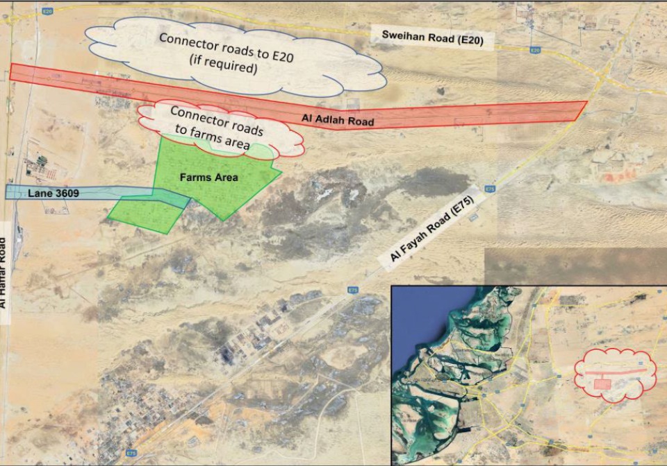 Road Network for the Existing Al Adlah Road and the Farms Area in Abu Dhabi 